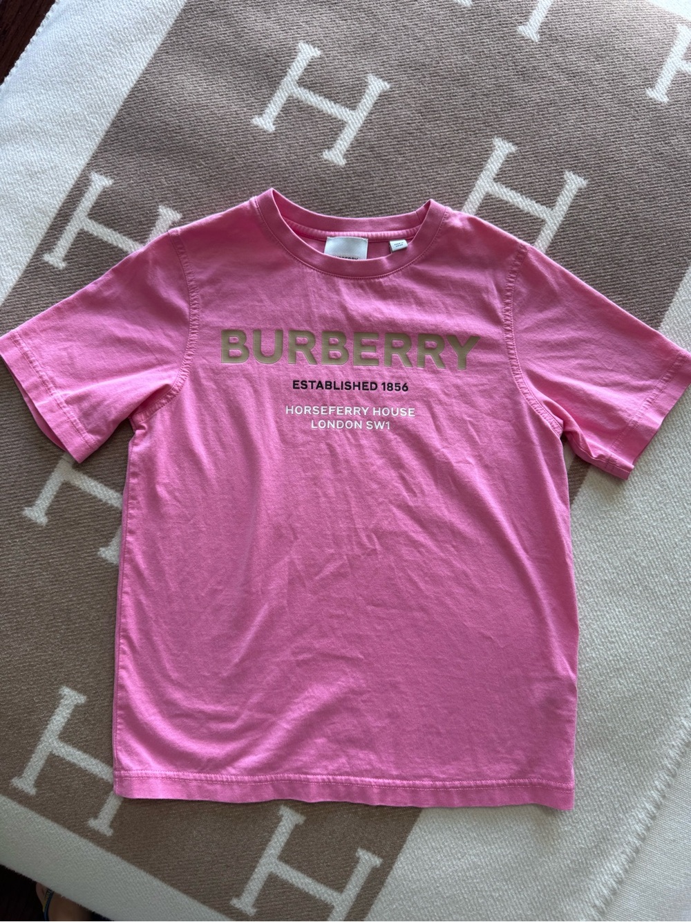 Authentic Burberry Kids' Pink Logo Cotton Tee 8Y